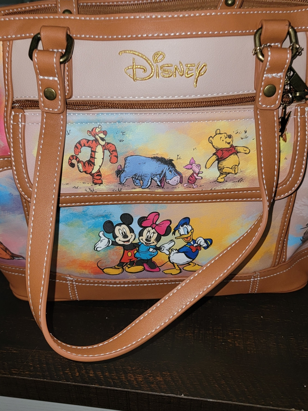The Bradford Exchange Disney Tan Multicolor Cartoon Characters Tote